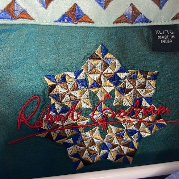 🔥🔥 ROBERT GRAHAM Designer Button Down LS Shirt Men Sz XL (fits Lg) - EXCELLENT - Picture 8 of 10